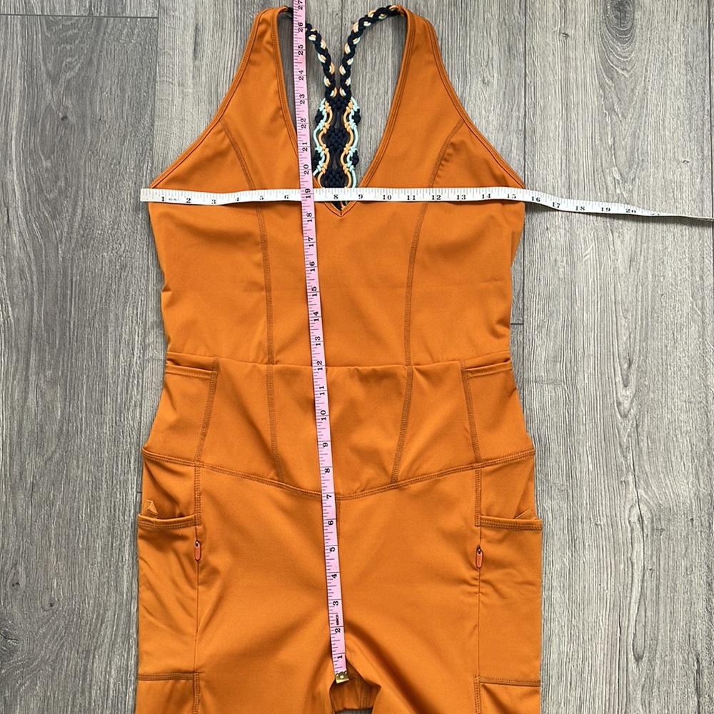 Free People Orange Cropped Jumpsuit with Braided Straps - Picture 9 of 11
